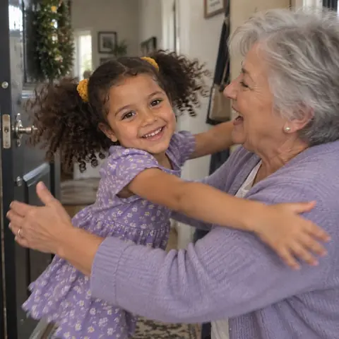 Sample photo: Tavi hugging Grandma at the door