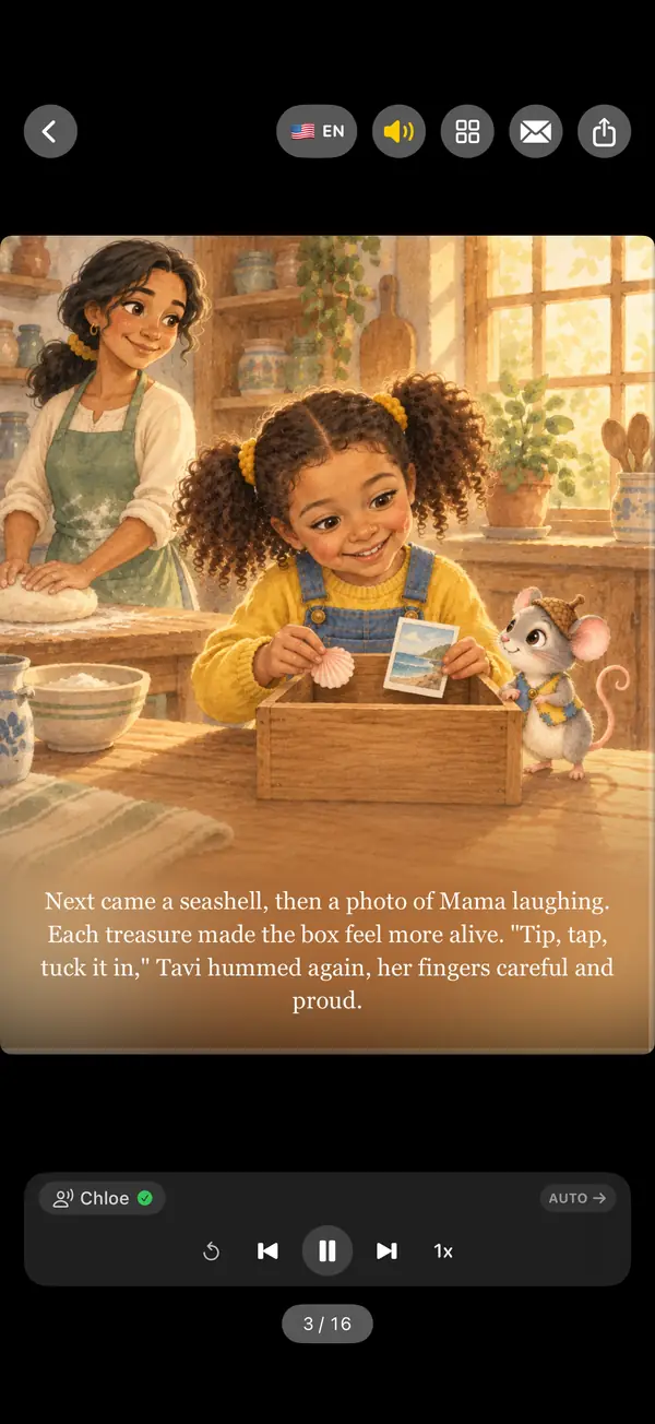 TaleHive app: a book page being read aloud